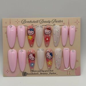 Pink and Cream Hello Kitty Nail Set